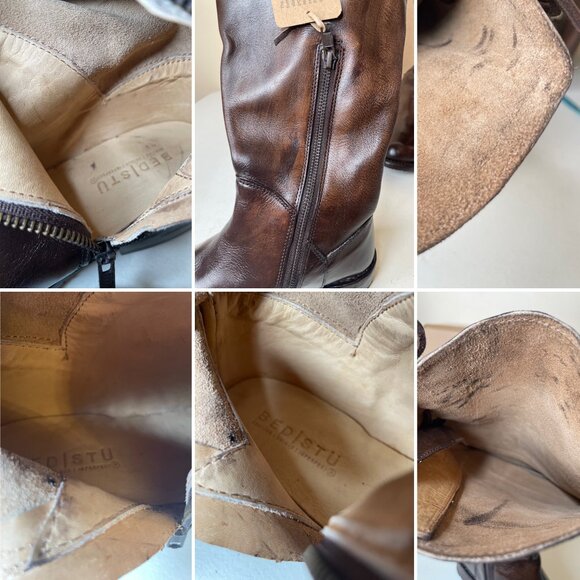 BED STU Manchester Distressed Brown Leather Tall Riding Boots BedStu Size 6.5 - Picture 14 of 16